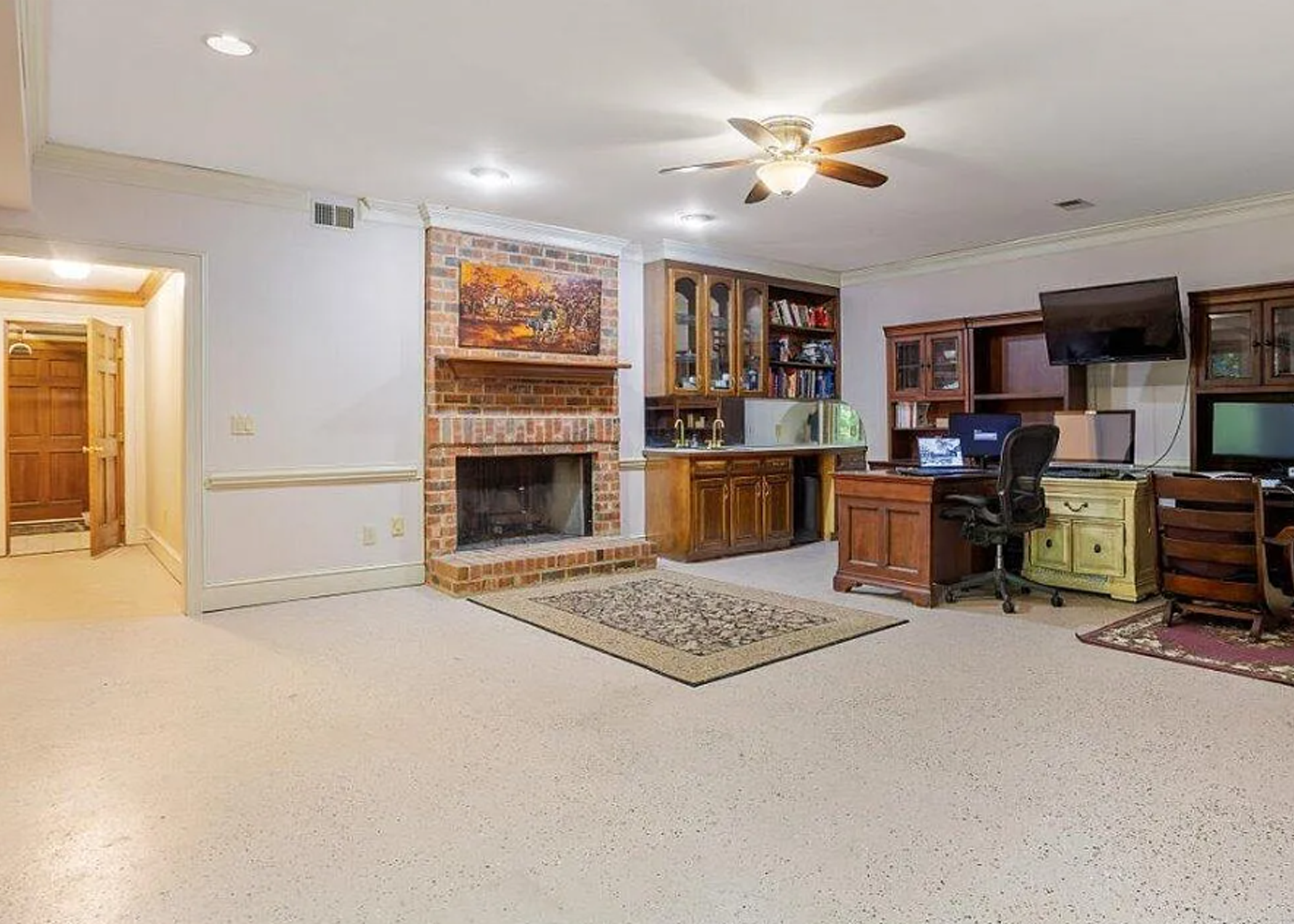 Raleigh-Luxury-Home-For-Sale-40-of-58-WalkOut-Finished-Basement Walk-in-bathroom with high ceiling tiles