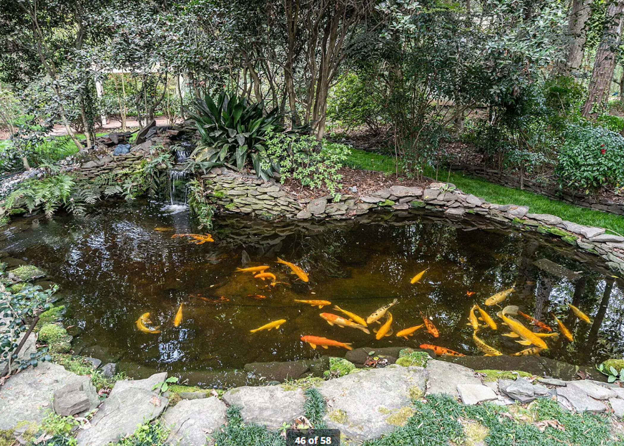 Raleigh-Luxury-Home-For-Sale-44-of-58-Garden-Koi-Pond.webp Walk-in-bathroom with high ceiling tiles